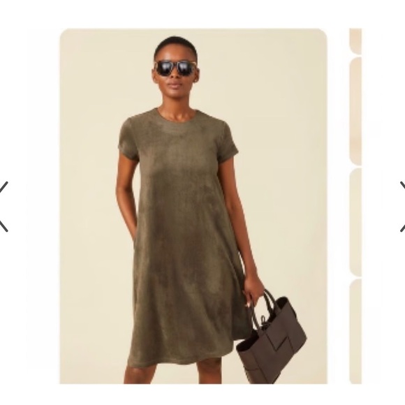 J.McLaughlin Faux Suede Crew Neck Cap Sleeve Swing Dress NWT - Picture 1 of 9